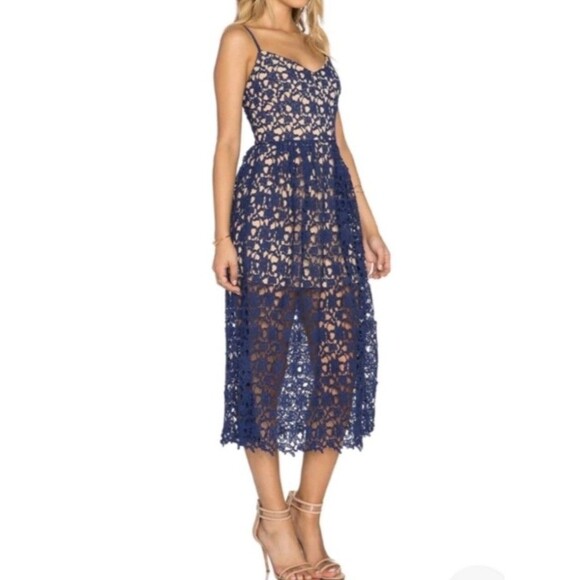 Revolve X Love Indie Bella Crochet Midi Dress By Toby Heart Ginger XS Overlay - Picture 2 of 6